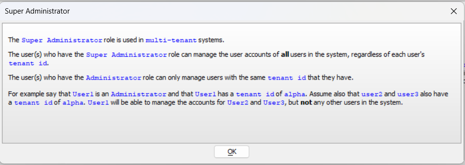 Superadministrator Help Text